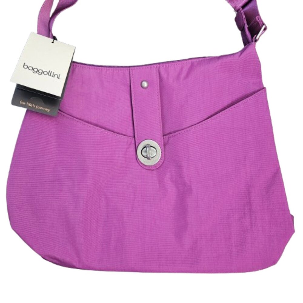 NWT Baggallini Helsinki Silver Hobo Bagg in Magenta/Purple - Picture 2 of 14